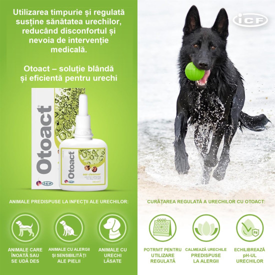 Soluție Auriculară ICF Otoact – Pentru Câini și Pisici – 100 ml